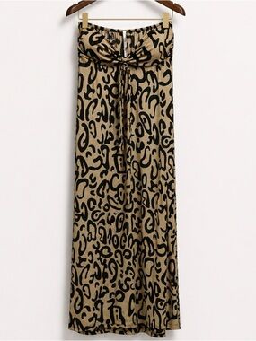 MT Collection Cheetah Leopard Print Maxi Dress w/ Front Tie and Built-in Bra